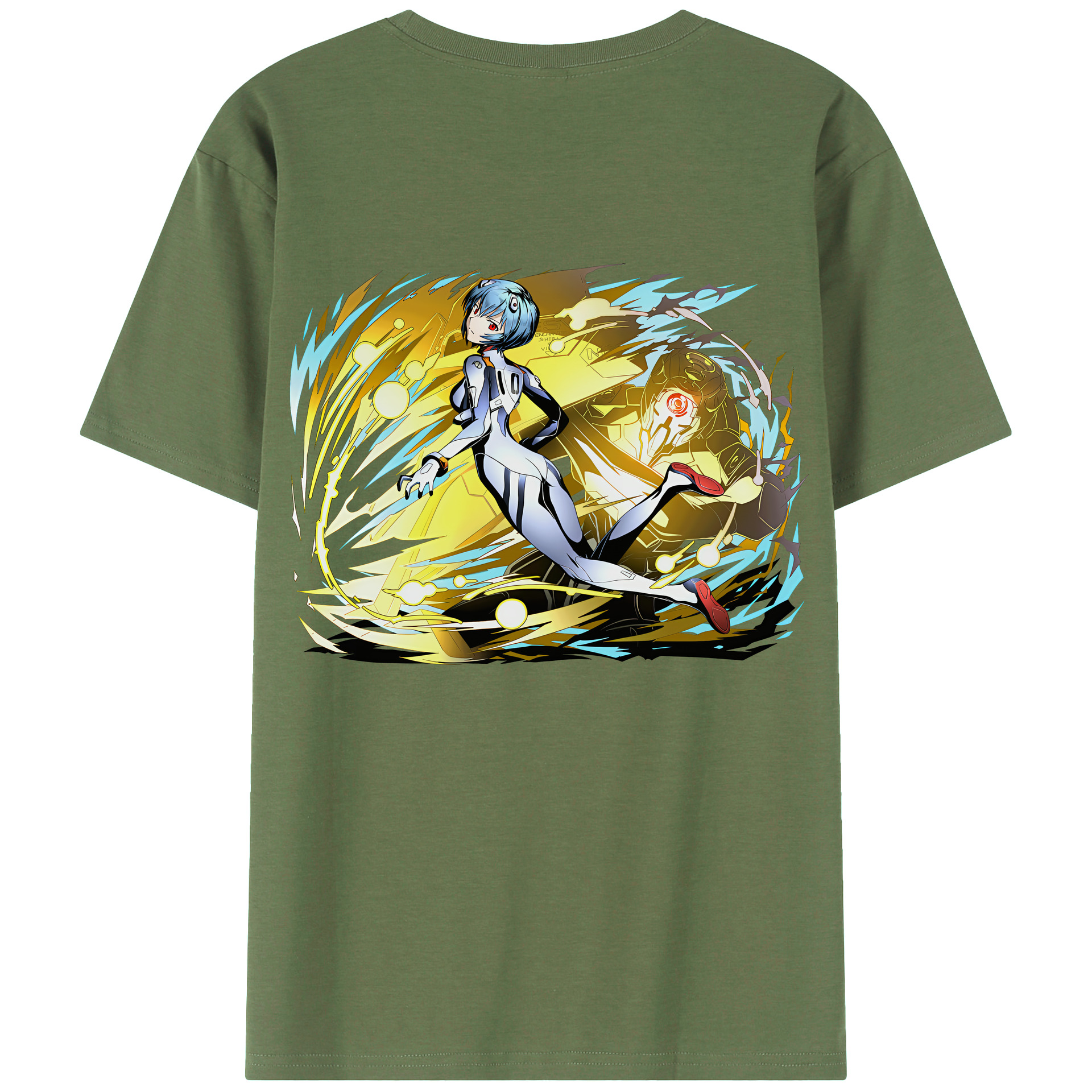 （画像用） EVA 新世紀エヴァンゲリオン 綿100％ メンズ半袖Tシャツ（バックプリント） 通気性